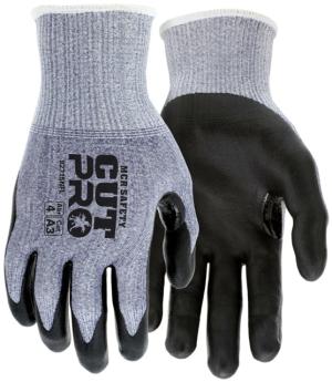 MCR Safety Cut Pro 15 Gauge Hypermax Shell Cut, Abrasion and Puncture Resistant Work Gloves, Nitrile Foam Coated Palm and Fingertips, Black/Blue, Medium, 92715NFM