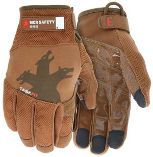 MCR Safety Mechanics Gloves with Taskfit Design, Goatskin Leather Palm and Nylon Spandex Back, Brown, Large, 962L