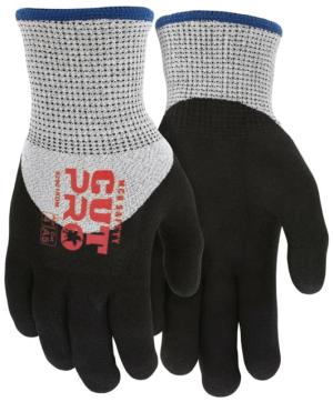 MCR Safety Cut Pro 13 Gauge HyperMax Shell, Cut, Abrasion and Puncture Resistant Work Gloves, Insulated Glove with Full Acrylic Lining, Nitrile Foam Dipped Palm and Over the Knuckle, Black/Gray, Large, 92901KDL