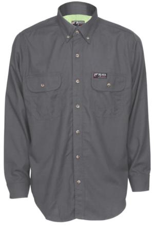 MCR Safety SBS1001XL Summit Breeze Flame Resistant Shirt, 5.5oz Inherent Blend, Long Sleeve with Vented Underarms and Back, CAT 2, Gray, XL, SBS1001XL