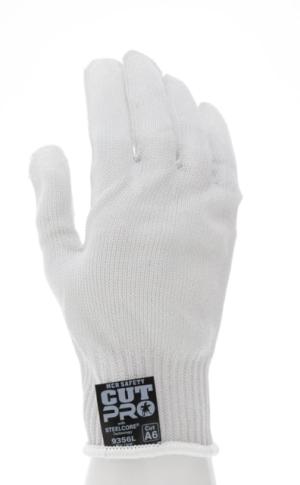 MCR Safety Steelcore 2 10 Gauge Regular Weight Cut Resistant Work Gloves, Polyester Wrapped Stainless Steel, White, X - Large, 9356XL