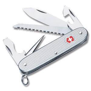 Victorinox Swiss Army Farmer 3.75" with Silver Alox Handle and Stainless Steel Blades and Tools Model 53964
