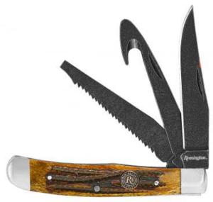 Remington Cutlery Back Woods Folding Knife, 4.125in, Trapper Bone/Stone-Washed, 15648