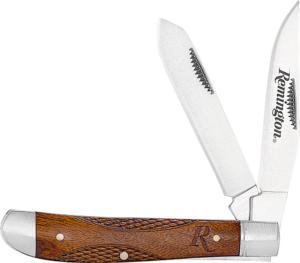 Remington Cutlery Woodland Trapper Folding Knife, 3.5in Closed Length, Stainless Steel Blade, Wood Handle, 15658