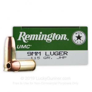 9mm - 115 Grain JHP - Remington UMC - 500 Rounds