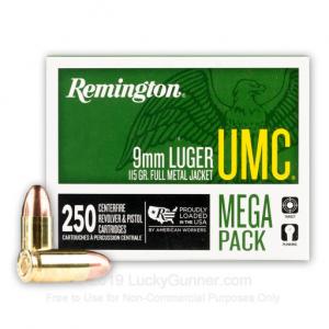 9mm - 115 Grain MC - Remington UMC - 1000 Rounds