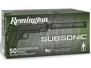 Remington Subsonic Ammunition 9mm Luger 147 Grain Flat Nose Enclosed Base - 473987