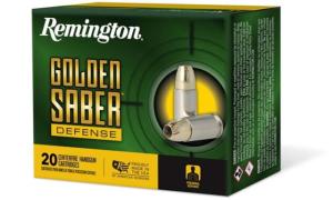 Remington Golden Saber Defense 10mm Auto 180 Grain Hollow Point Brass Cased Pistol Ammo, 20 Rounds, R21369