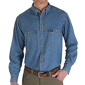 3W510AN - Wrangler Men's Riggs Workwear Denim Button Down Work Shirt  Antique, Medium - Men's Longsleeve Work Shirts at Academy Sports  051071897228 