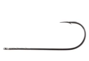 Owner Hooks Straight Shank Worm Hook with Cutting Point, Round Bend, Black Chrome, Size 1/0, 6/ Pack, 5100-111
