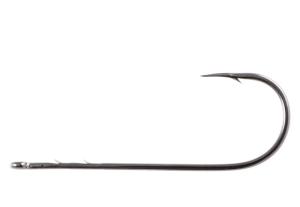 Owner Hooks Straight Shank Worm Hook with Cutting Point, Round Bend, Black Chrome, Size 2/0, 6/ Pack, 5100-121