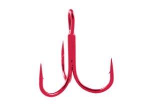 Owner Hooks Stinger-36 Treble Hook, Needle Point, Round Bend/Wide Gap, Red, Size 2, 6 Per Pack, 5636-093