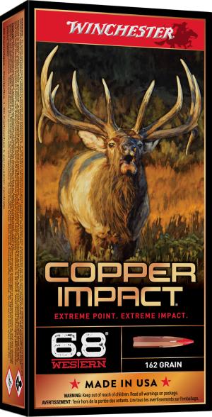 Winchester Ammo X68WCLF Copper Impact  6.8 Western 162 gr Extreme Point Copper 20 Bx/ 10 Cs (Lead Free)