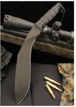 Ontario Knife Kukri Machete, Kraton Handle, Black Blade, Plain OK6420