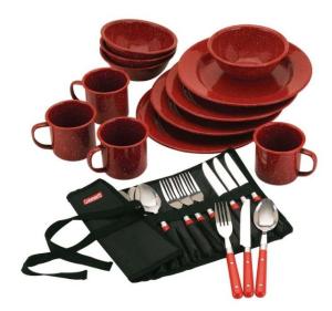 Coleman 24-Piece Enamelware Dinnerware Set, Red 2000016407