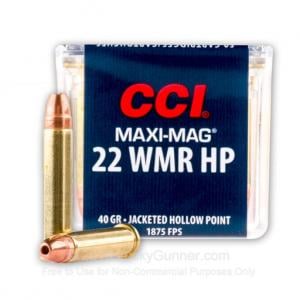 22 WMR - 40 Grain JHP - CCI Maxi-Mag - 500 Rounds