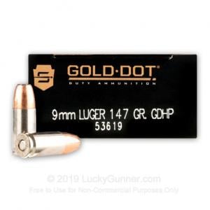 CCI/Speer 9mm Gold Dot 147 Grain JHP 50rd Box 53619