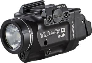 Streamlight TLR-8 G Sub For 1913 LED Weapon Light w/ Green Laser, CR123A Lithium, White, 500 Lumens, Black, 69438
