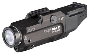 Streamlight TLR RM 2 Compact Rail Mounted LED Tactical Weapon Light w/Green Laser, CR123A, White, 1000 Lumens, Black, 69454