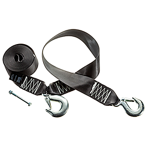 Rod Saver Replacement Winch Strap with Safety Strap - Black