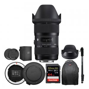 Sigma 18-35mm f/1.8 DC HSM Art Lens for Nikon F Mount with 64GB Extreme PRO Memory Card and USB Dock Travel Bundle
