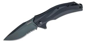 KERSHAW Lateral Assisted Flipper Knife 3.1" Drop Point Combo Blade - Black Handle