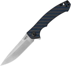 Zero Tolerance Small Sinkevich Folding Knife, 3.25in, CPM-MagnaCut, Drop Point, Carbon Fiber/Titanium Handle, 0450BLUCF