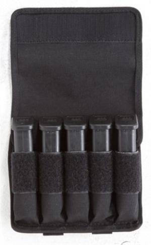 TUFF Products Original 5 In-Line Mag Pouch and Removable Flap, 1000D Black Nylon, B92F/Gl 17/20/21/22/P226 7065-NYV-2