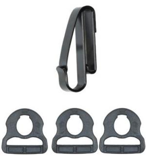 TUFF Products Quick Hook System 1 Clip On Snap Hook, 3 Notched Polymer Rings, Black 2001-BK-SET