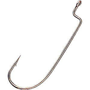 Gamakatsu 07111 Worm Hook Size 1/0, Bronze, Offset Shank, Per 6