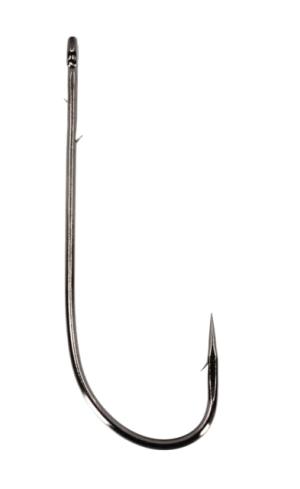 Gamakatsu 0 Worm Hook, Needle Point, Straight Sliced Shank Ringed Eye, NS Black, Size 4/0, 5 per Pack, 1414