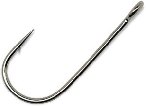 Gamakatsu Siwash Hook, Needle Point, All Purpose, Open Eye, Nickel, Size 1/0, 6 per Pack, 10011