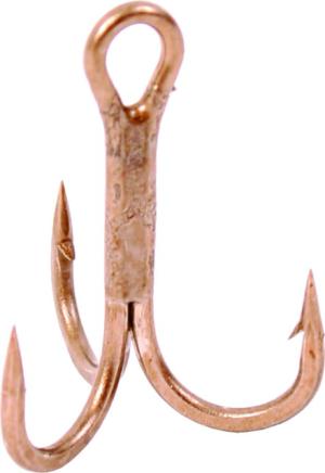 Gamakatsu Treble Hook, Barbed, Needle Point, Round Bend, Bronze, Size 10, 12 per Pack, 47105