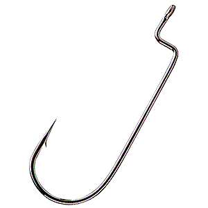 Gamakatsu 54412 Worm Hook Size 2/0, Round Bend, Offset Shank, NS Black, Per 6