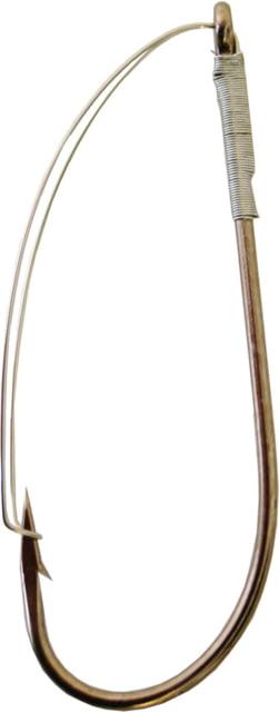 Gamakatsu Worm Hook with Wire Weed Guard, Needle Point Ringed Eye, Bronze, Size 1, 4 per Pack, 65110