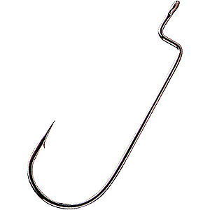 Gamakatsu 54415-25 Worm Hook Size 5/0, Round Bend, Offset Shank, NS Black, Per 25