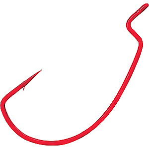 Gamakatsu 74314 Worm Hook Size 4/0, Superline, Offset Shank, EWG, Red, Per 4