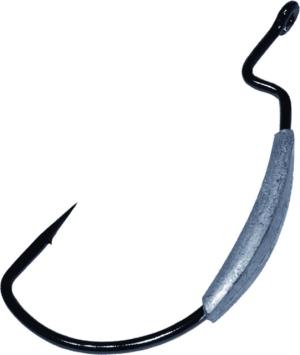 Gamakatsu Weighted Monster Hook, Needle Point, Extra Wide Gap, Ringed Eye, NS Black, Size 5/0, 3 per Pack, 283415-1/4