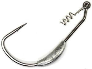 Gamakatsu Superline Weighted Worm Hook with Spring Lock, Needle Point, Extra Wide Gap, NS Black, Size 7/0, 3/8, 4 per Pack, 296417-1/5, 7/0-3/8 oz, 296417-3/8