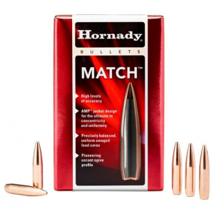 Hornady 305016 .30 Caliber (0.308" Diameter) Bullets Match, 168 Grains, Hollow Point Boat Tail (HPBT), Per 250