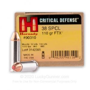 38 Special - 110 Grain FTX - Hornady Critical Defense - 250 Rounds