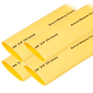 Ancor Heat Shrink Tubing 3/4 x 6 - Yellow - 4 Pieces, 306906