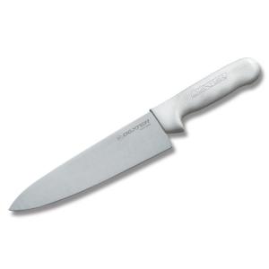 Dexter Russell Sani-Safe Cook's Knife with White Polypropylene Handles and Stainless Steel 8" Plain Edge Blades Model S145-10PCP