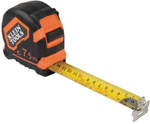 Klein Tools 7.5 Meter Tape Measure, Magnetic Double-Hook, Orange/Black, 9375