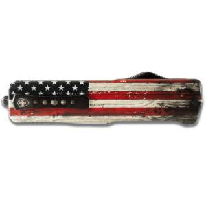 Templar Knife Premium Lightweight Wood US Flag OTF Knife, 3.25in, Aluminum, Drop, Black D2, LA-WUS-32-1