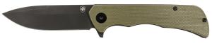 Templar Knife PFMGN321 Paladin 3.27" Folding Drop Point Plain Black Powder Coated D2 Steel Blade, 4.40" Green Micarta Handle Includes Pocket Clip