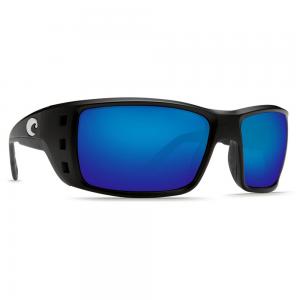 Costa Permit 580G Polarized Glass Sunglasses - Matte Black/Blue Mirror - Large