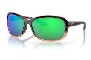 COSTA DEL MAR Seadrift Sunglasses with Shiny Tortoise Fade Frame and Green Mirror Polarized Lenses