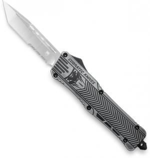 Cobra Tec Knives CTK-1 OTF Large Knife, 3.75, D2 Steel, Partially Serrated, Tanto, LSWCTK1LTS
