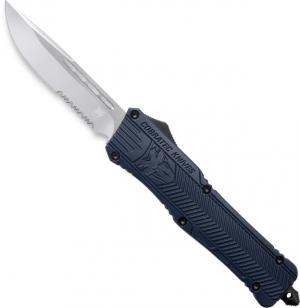 Cobra Tec Knives CTK-1 OTF Large Knife, 3.75, D2 Steel, Partially Serrated, Drop Point, LNYCTK1LDS